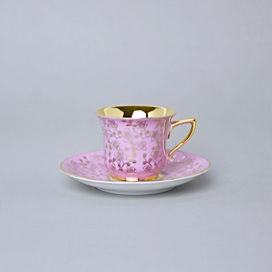Cup 80 ml and saucer Windsor mocca, Pink, Leander 1907