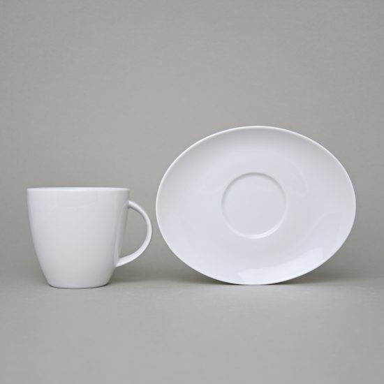 Saucer 140 x 114 mm, Thun 1794, karlovarský porcelán, Loos white