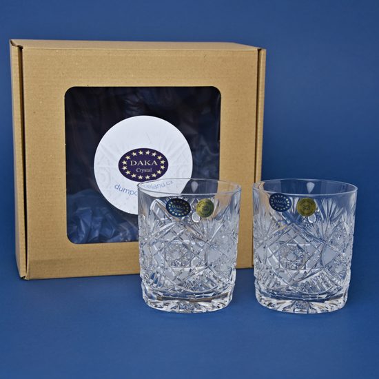 Dárková sada 2ks sklenice na whisky 320 ml, broušený křišťál, Daka Crystal Bohemia