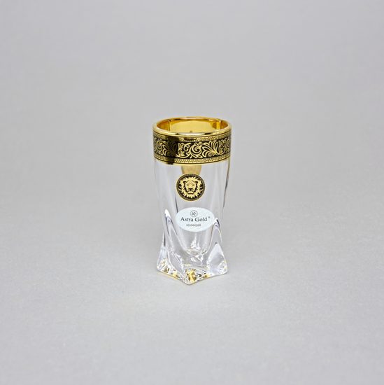 Astra Gold: Liqueur (shot) cup 50 ml, 1 pcs., Quadro crystal, Lilit and Leo Golden Black decor