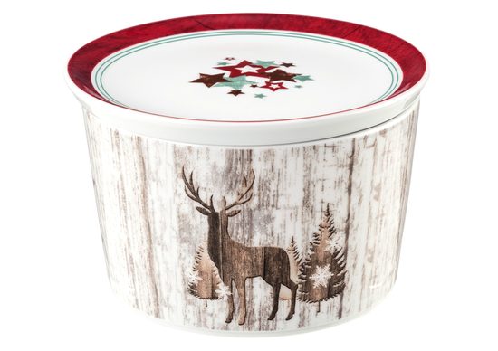 Bowl 14 x 9 cm with lid, LIFE Christmas, Seltmann porcelain