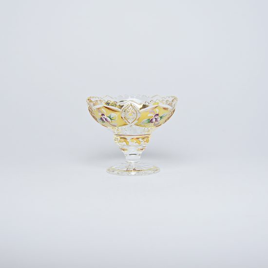 Cut Crystal Bowl on stand, 72 mm, Gold + Enamel, Jahami Bohemia