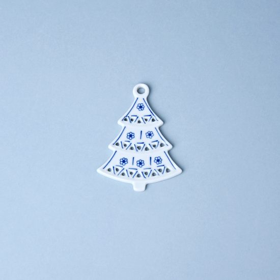Christmas decoration - tree perforated 8,5 cm, Original Blue Onion Pattern