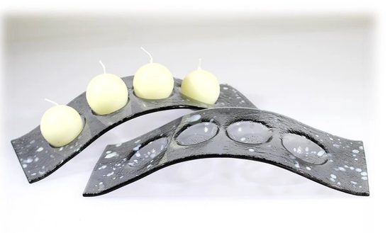 Advent Glass candlestick FLY, gray + white splashes, 38x13 cm, BDK - Glass