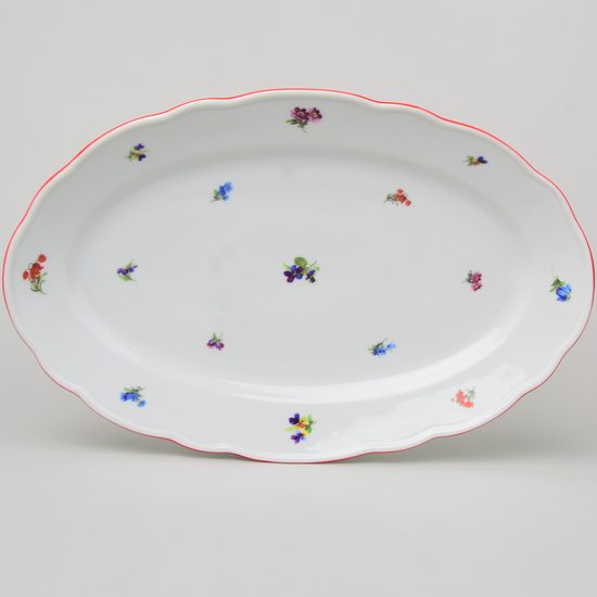 Red line: Dish oval flat 35 cm, Házenka, Český porcelán a.s.