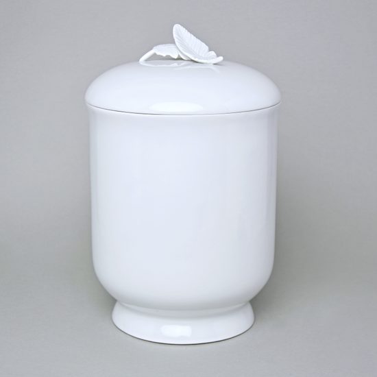 Porcelain Urn Case With Feather 29,5 cm, White, Royal Dux Bohemia