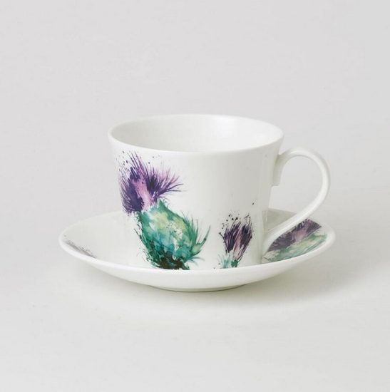 Thistle: Breakfast Cup 420 ml and Saucer 17 cm, Roy Kirkham fine bone china