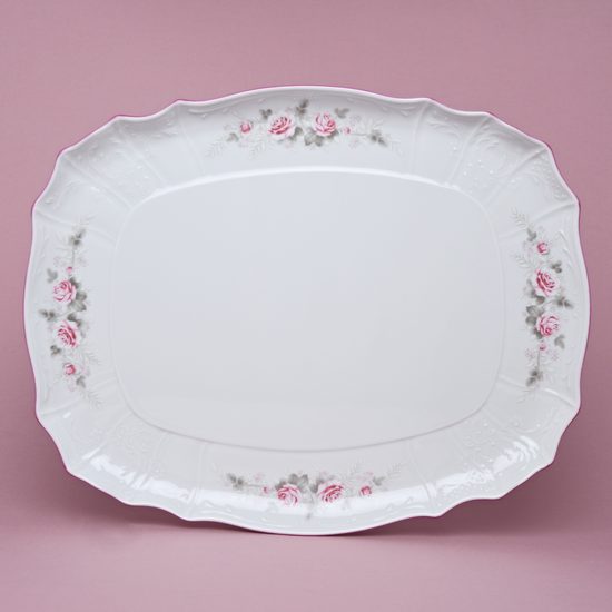 Pink line: Platter 40 x 31,5 cm, Thun 1794 Carlsbad porcelain, BERNADOTTE roses