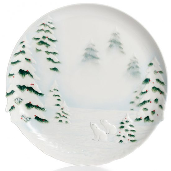 Polar bear ornamental round plate Ø=35cm, Porcelain FRANZ