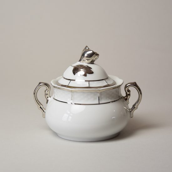 Cukřenka 250 ml, Thun 1794, karlovarský porcelán, MENUET platina