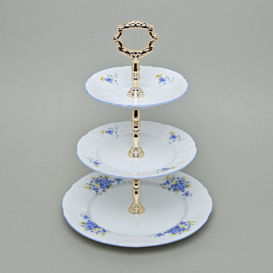 Compartment dish 3 pcs., Thun 1794 Carlsbad porcelain, BERNADOTTE Forget-me-not-flower