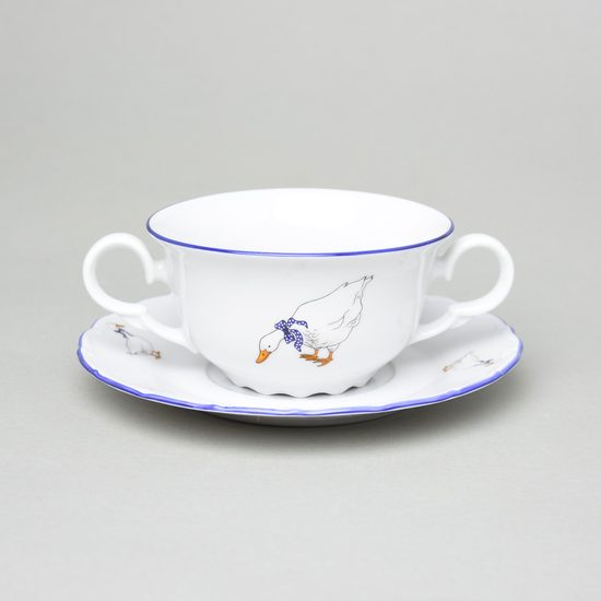 Šálek 190 ml a podšálek 17 cm na menší polévku, Ophelie husy, Thun 1794 Nová Role