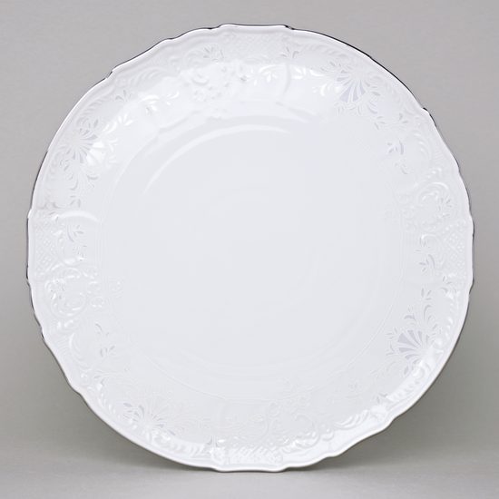 Cake plate 32 cm, Thun 1794 Carlsbad porcelain, BERNADOTTE frost, Platinum line