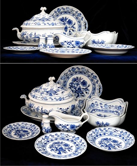 Dining set for 6 pers. "I LOVE EATING", Original Blue Onion Pattern