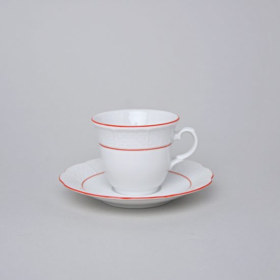 Natalie: Cup tall + saucer, Thun 1794,Carlsbad porcelain, red line