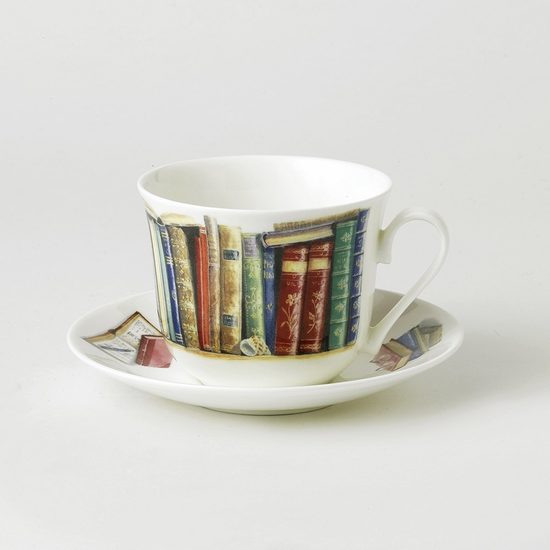 Creative Writing: Cup 420 ml and saucer breakfast, English Fine Bone China, Roy Kirkham