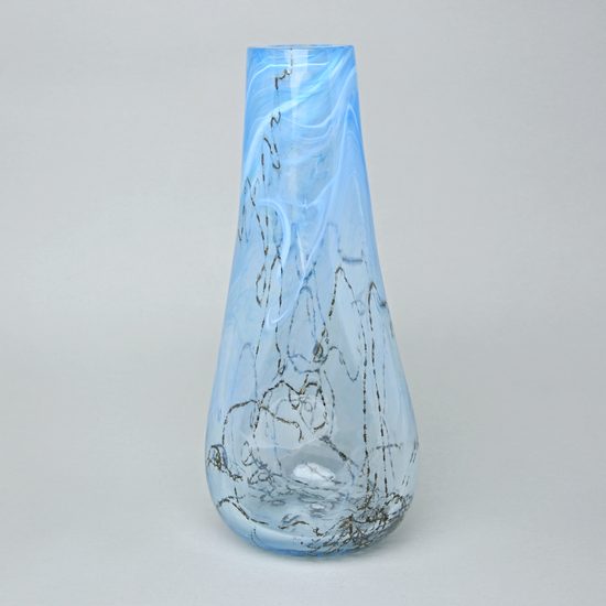 Váza tvarovaná 33 cm, hutní sklo, ruční práce, Vendula Zámečníková