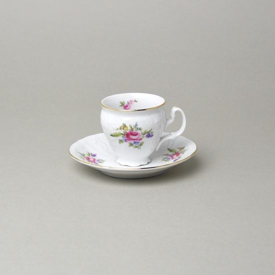 Šálek a podšálek Espresso 75 ml / 12 cm, Thun 1794, karlovarský porcelán, BERNADOTTE míšeňská růže