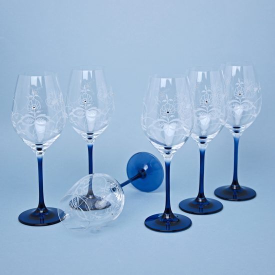 Celebration - Set of 6 Cut Wine Glasses 360 ml, Onion Pattern + Swarovski Crystals