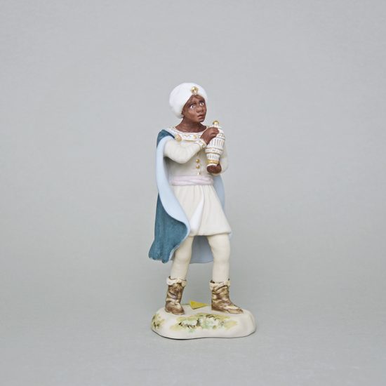 Král Baltazar, 7 x 7,3 x 17,5 cm, Biskvit + Saxe, Porcelánové figurky Duchcov