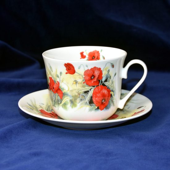 Poppy: Cup 420 ml and saucer breakfast, Roy Kirkham fine bone china