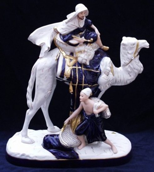 Arab on camel 36 x 19 x 45 cm, isis, Porcelain Figures Duchcov