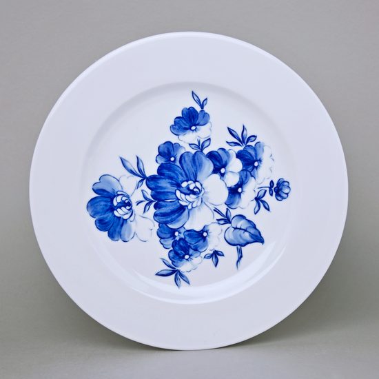 Plate dining 25,5 cm, blue flower, Cesky porcelan a.s.