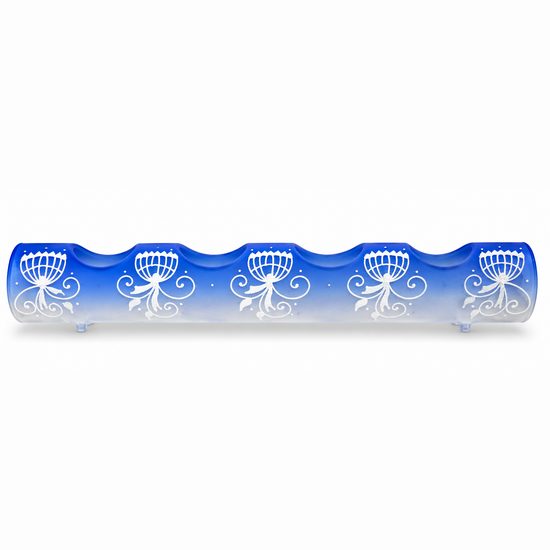 Straight Glass Candle Holder, 38 cm, Onion Pattern, BLUE, Czech Glass christmas decorations