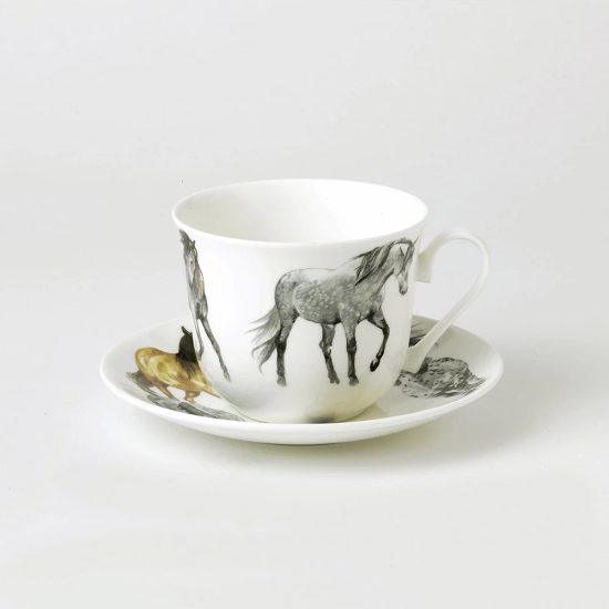 My Horse: Cup 420 ml and saucer breakfast, Fine Bone China, Roy Kirkham
