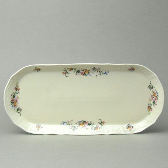 Podnos čtyřhranný 37 cm, Thun 1794, karlovarský porcelán, BERNADOTTE ivory + kytičky