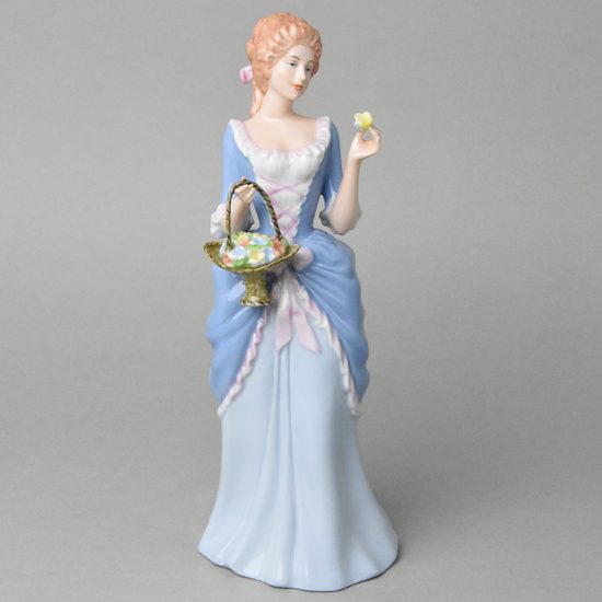Lady with basket 10 x 11 x 28 cm, Porcelain Figures Duchcov