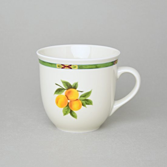 Hrnek Mirek 400 ml, slonová kost s dekorací ovoce, Český porcelán a.s.