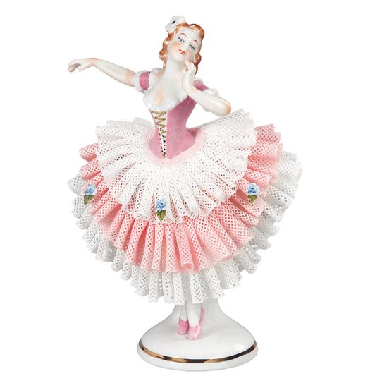 Dancer with lace 7 x 6,5 x 15 cm, Kurt Steiner, Porcelain Figures Unterweissbacher