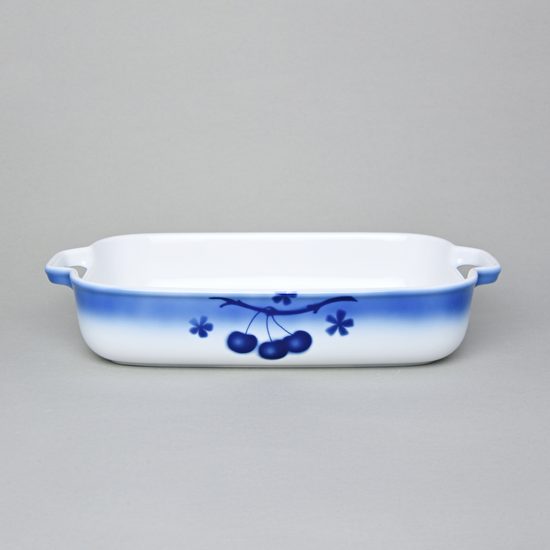 Mísa zapékací s uchy střední 6,5 x 34,5 x 20,5 cm, Thun 1794, karlovarský porcelán, BLUE CHERRY