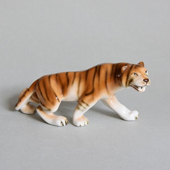 Tiger 17 x 6 x 8 cm, Luxor, Porcelain Figures Duchcov