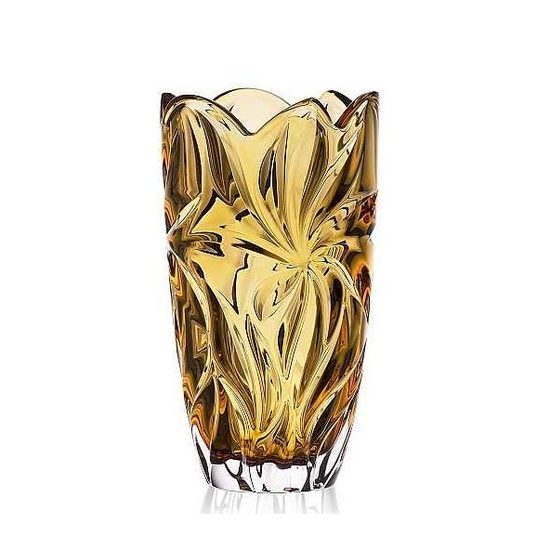Skleněná váza Flora Ambr, 28 cm, Aurum Crystal