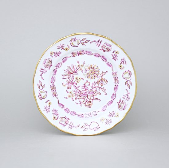 Elegance: Talíř dezertní 19 cm, zlato + růžová, Vilém Janoušek, Český porcelán a.s