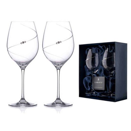 Silhouette - Set of 2 red wine glasses, 470 ml, Swarovski Crystals, DIAMANTE