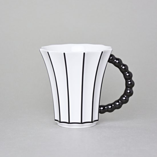 Hrnek Retro T, bílá + černá linka, 250 ml, porcelán Goldfinger