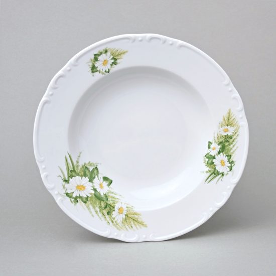 Talíř hluboký 23 cm, Thun 1794, karlovarský porcelán, CONSTANCE 80262 kopretiny