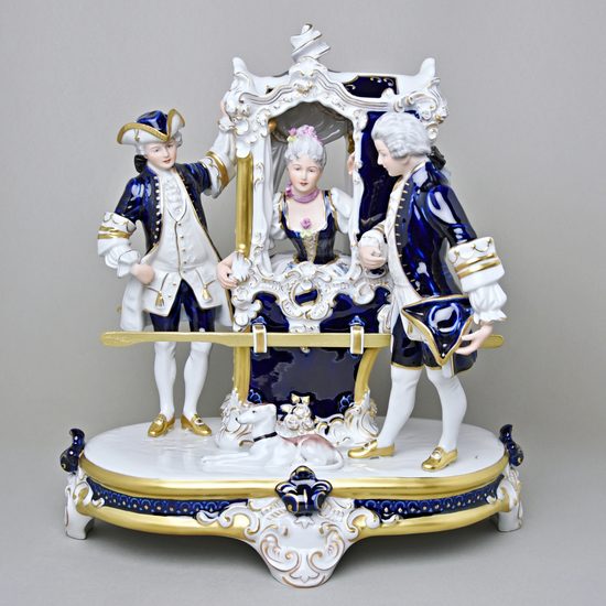 Nosítka rokoko 35 x 24 x 28,5 cm, Isis, Porcelánové figurky Duchcov