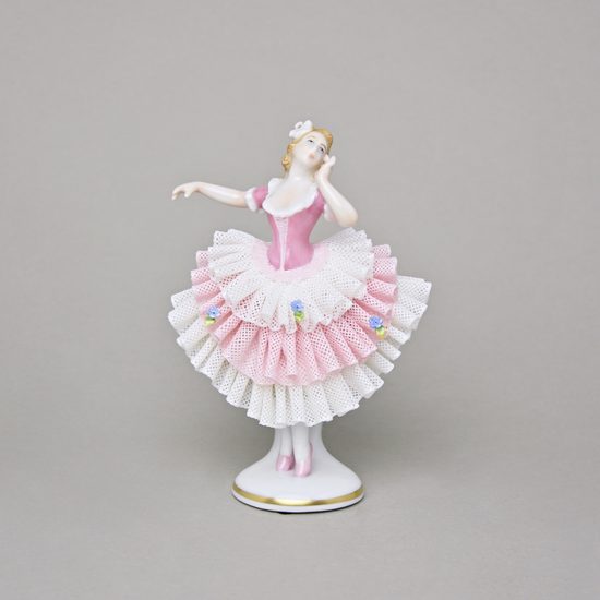 Dancer with lace 7 x 6,5 x 15 cm, Kurt Steiner, Porcelain Figures Unterweissbacher