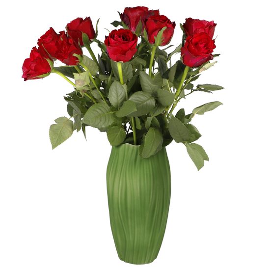 Váza Spirulina zelená 10 / 10 / 20 cm, biskvitový porcelán, Goebel