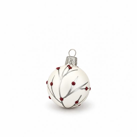 Christmas Tree Decoration Ball, 6 cm White, Czech Glass christmas decorations