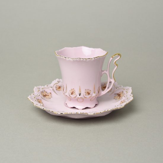 Cup 180 ml tall and saucer 16 cm, Lenka 527, Rose China