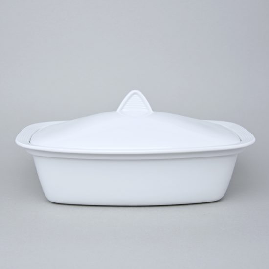 Baking bowl with lid 33,5 cm, Lea white, Thun 1794, karlovarský porcelán