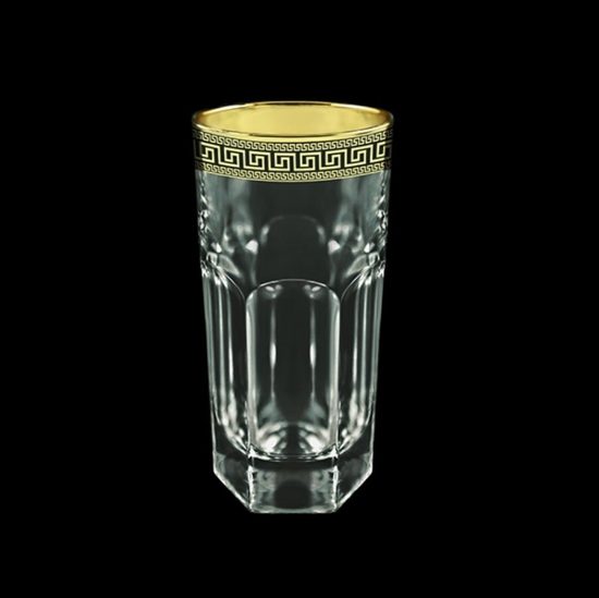 Astra Gold: Long drink glass 370 ml, crystal, Provenza, Antique Golden Black decor