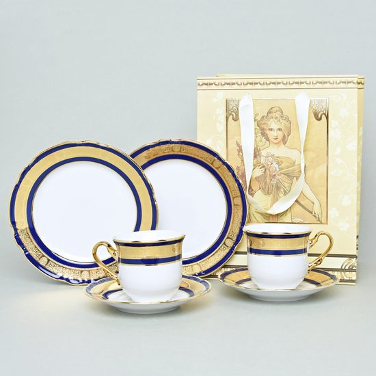 Cup, saucer, dessert plate 0,2 l / 14,5 cm / 19 cm, 2 pcs. + A. Mucha paper gift bag, Thun 1794, karlovarský porcelán, CONSTANCE 76297