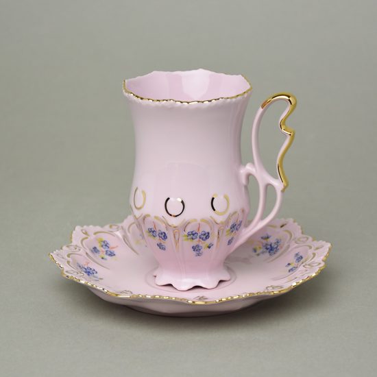 Cup 230 ml tall and saucer 16 cm for chocolate, Lenka 247p, Rose China Chodov