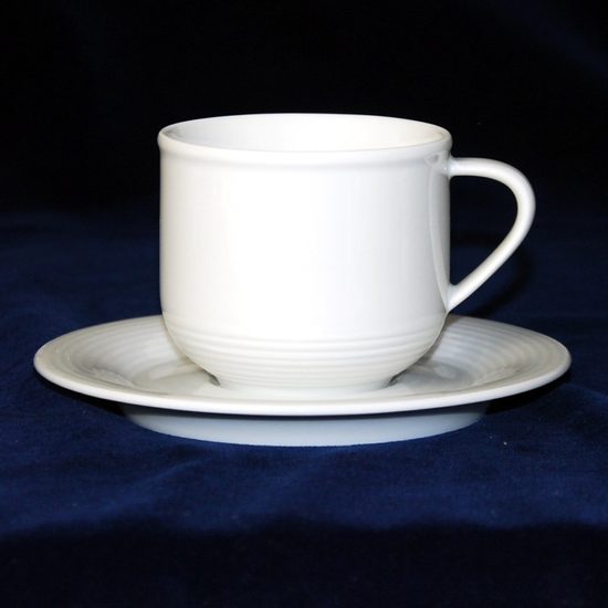 Cup tea 210 m plus saucer 15,5 cm, Thun 1794 Carlsbad porcelain, Catrin white